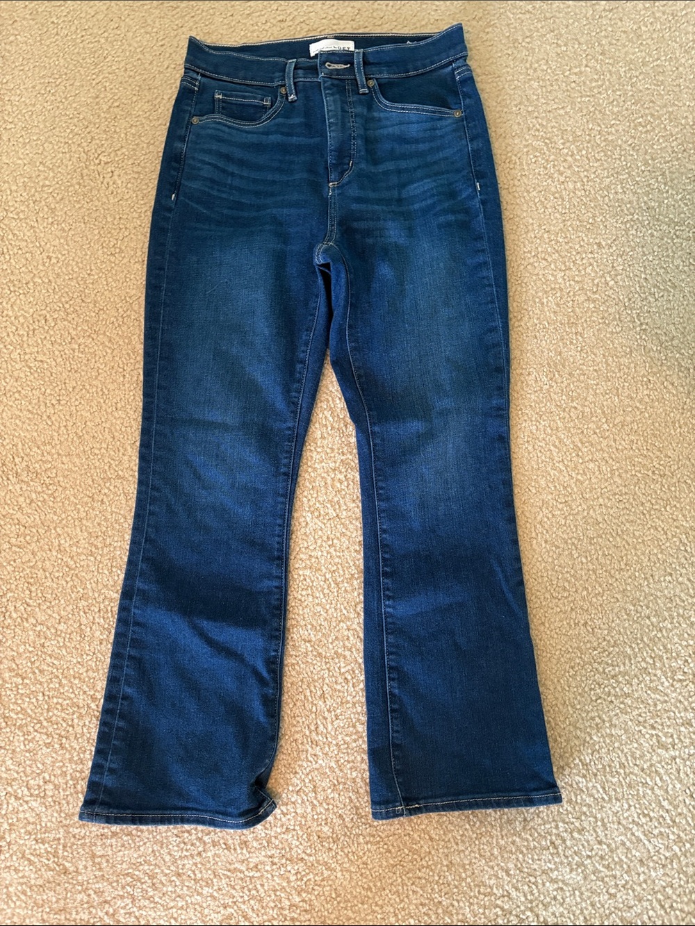 LOFT Dark Blue Cropped Flare Jeans